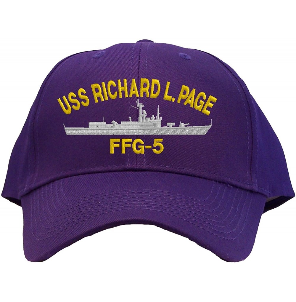 Baseball Caps USS Richard L. Page FFG-5 Embroidered Pro Sport Baseball Cap - Purple - C2185UW3WS6