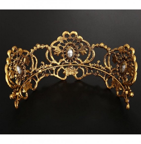 Headbands Luxury Large Antique Brass Purple Crystal Wedding Party Pageant Prom Tiara Crown(A2056) - CT18ENEZ50Z