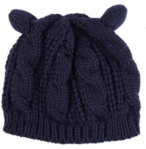Skullies & Beanies Cute Woollike Knitted CAT Kitty Ears Women Lady Girl Headgear Crochet Christmas Hats - Black - CQ18INMYIRO