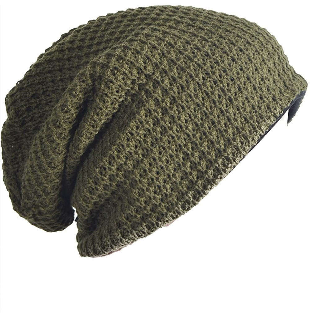 Skullies & Beanies Mens Slouchy Long Oversized Beanie Knit Cap for Summer Winter B08 - Green - CZ12M0HUC3H