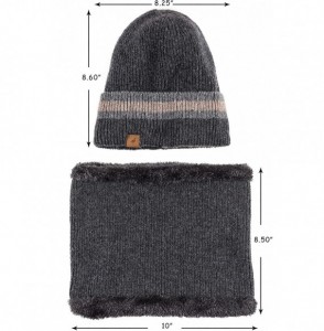Skullies & Beanies Beanie Neck Warmer Set with Wool Fleece Scarf Gaitor Skull Cap Knit Hat Ski Fall Winter - Gray - CZ18Q2C574Q