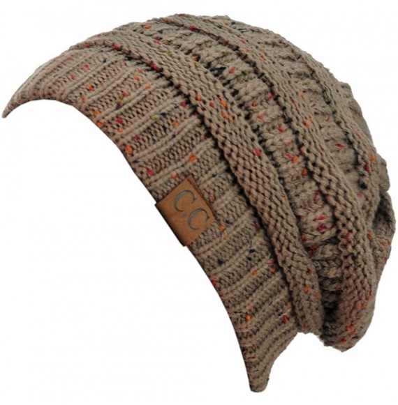 Skullies & Beanies Unisex Colorful Confetti Soft Stretch Cable Knit Beanie Skull Cap - Taupe - CE12709GM89