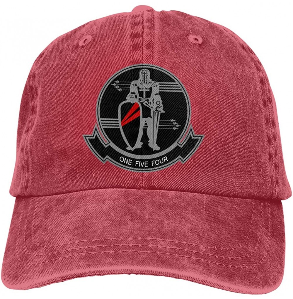 Baseball Caps US_Navy Strike Fighter Squadron 154 Insignia Adjustable Baseball Caps Denim Hats Cowboy Sport Outdoor - Red - C...