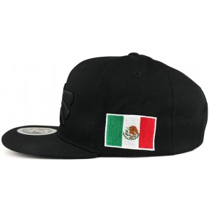 Baseball Caps Hecho En Mexico Eagle 3D Embroidered Flat Bill Snapback Cap - Black Black - CT185QZLIU7