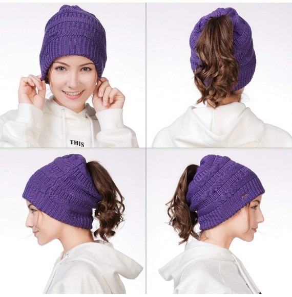 Newsboy Caps Wool Knitted Visor Beanie Winter Hat for Women Newsboy Cap Warm Soft Lined - 99724_purple - C618KIN5R37