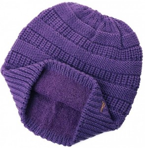 Newsboy Caps Wool Knitted Visor Beanie Winter Hat for Women Newsboy Cap Warm Soft Lined - 99724_purple - C618KIN5R37
