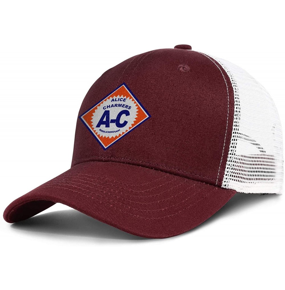 Baseball Caps Unisex Women Men's Retro Baseball Hat Adjustable Mesh Strapback Flat Caps - Burgundy-60 - C818TSR70O9