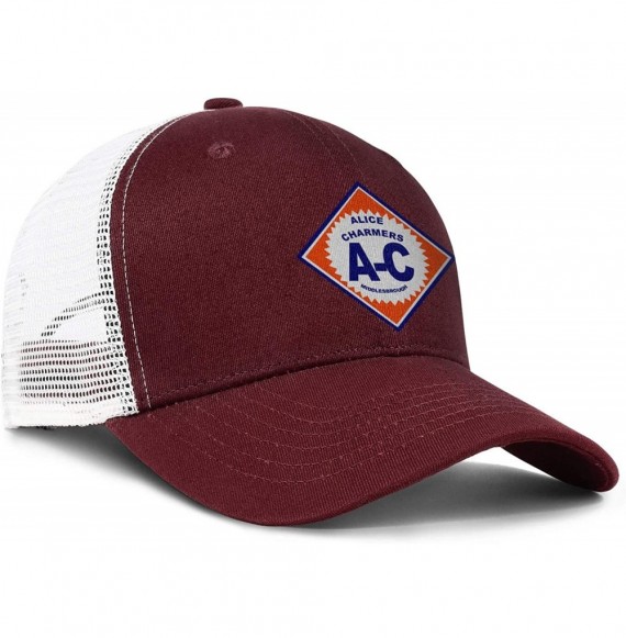 Baseball Caps Unisex Women Men's Retro Baseball Hat Adjustable Mesh Strapback Flat Caps - Burgundy-60 - C818TSR70O9