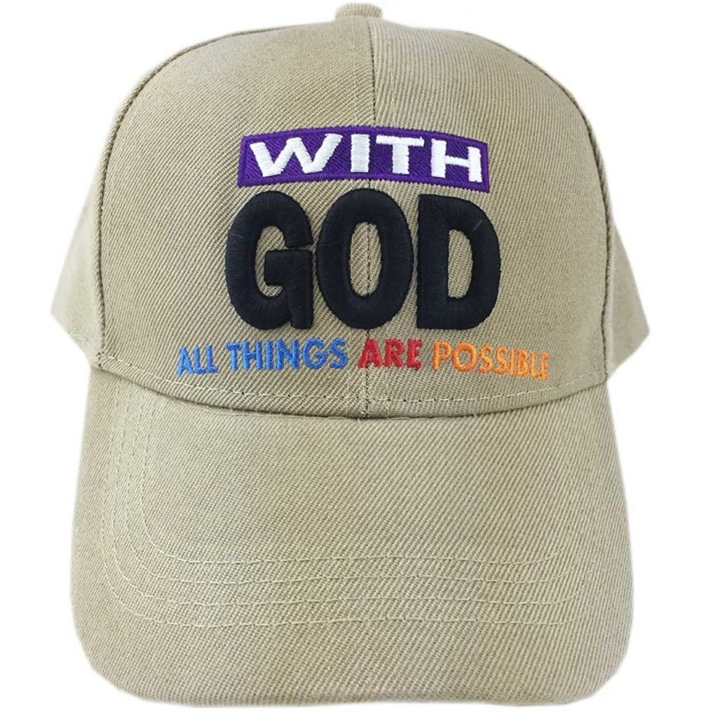 Baseball Caps Christian with God All Things are Possible Cap Hat - Khaki - C912JBZFUGZ