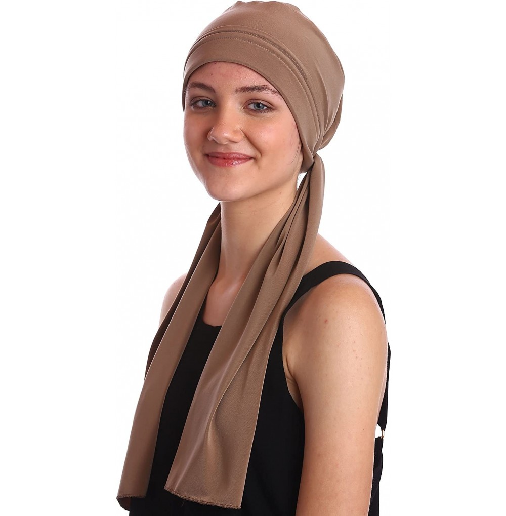 Sun Hats Versatile Headwear with Long Tails for Hairloss - Chemo Hats for Women - Beige - CJ11FKTMPLF
