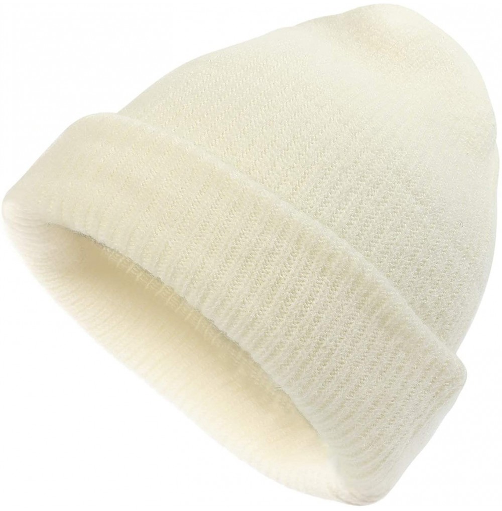 Skullies & Beanies Womens Winter Beanie Hat with Wool- Ripped Beanie- Mustard Slouch Beanie Women - White - CS18XQE7QZE
