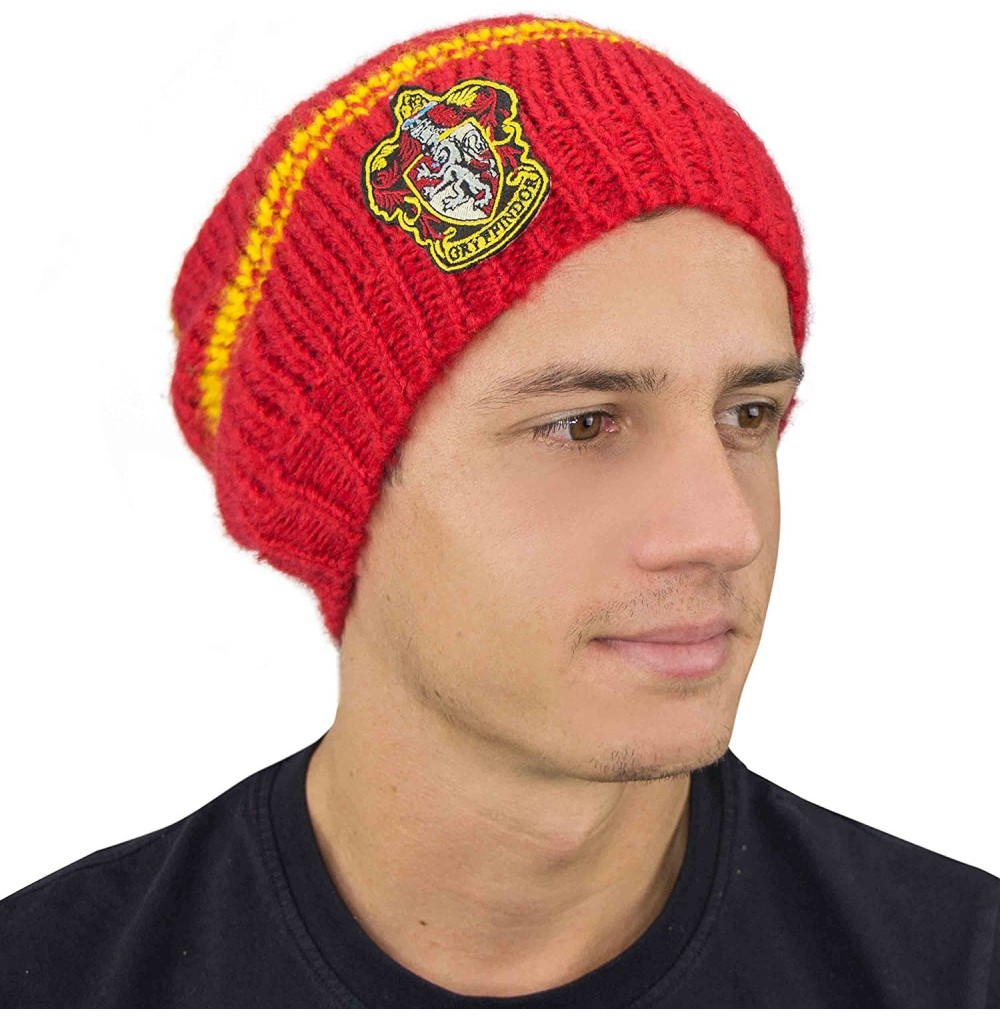 Skullies & Beanies Harry Potter Beanie Hat Knit Cap - Official - Slouchy Red Gryffindor (Adult) - CC185TK7XX7