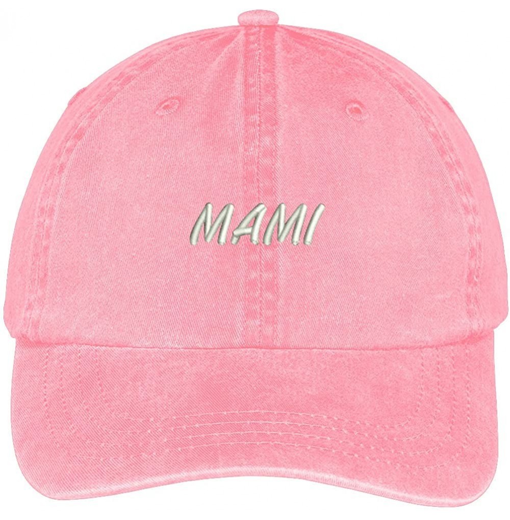 Baseball Caps Mami Embroidered Washed Cotton Adjustable Cap - Pink - CU12IFNSB33