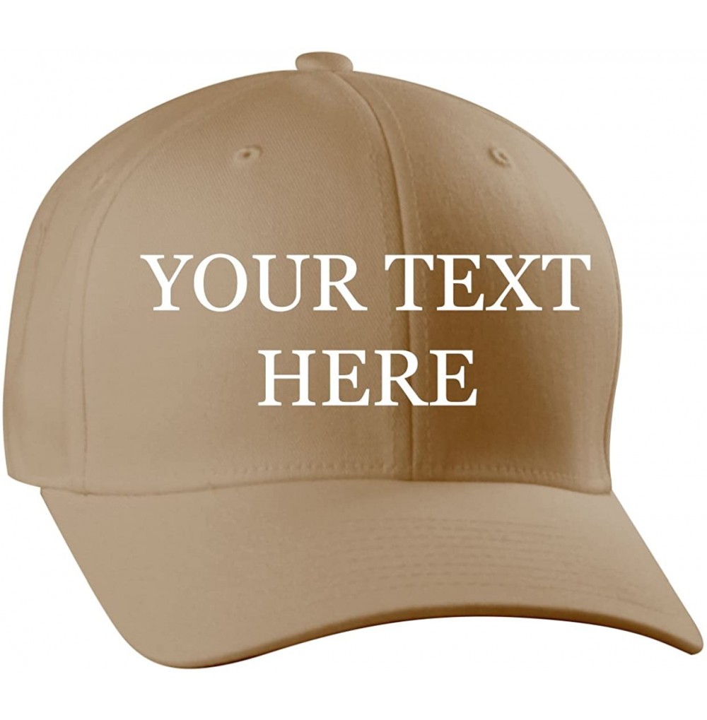 Baseball Caps Custom Embroidered Flexfit 6277 Baseball Hat - Personalized - Your Text Here - Khaki - CD18C8CZGDS