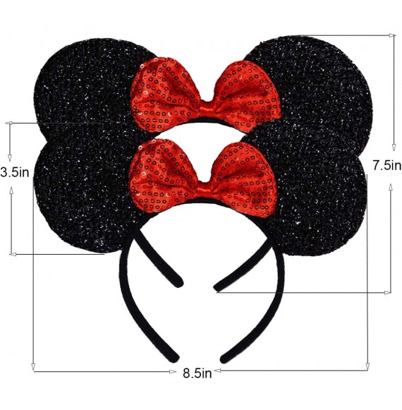 Headbands 2 Pcs Mouse Ears Headband Hairs Accessories for Children Mom Baby Boys Girls Birthday Party or Celebrations - Red -...