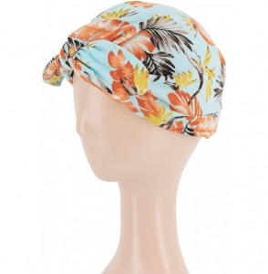 Skullies & Beanies Shiny Flower Turban Shimmer Chemo Cap Hairwrap Headwear Beanie Hair Scarf - Blue2 - CF18WXHR4K8