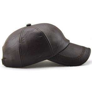 Baseball Caps Men's Leather Baseball Cap Mens Outdoor Hats and Caps-Winter Hats for Father's Gift - Brown - C818KLAUYDX