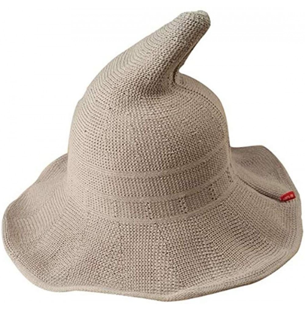 Bucket Hats Women Foldable Cotton Halloween Witch Hat Costume Anti-UV Ball Cap - Light Gray - CL18I429867