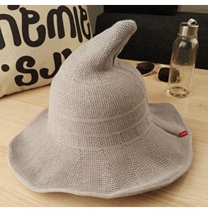 Bucket Hats Women Foldable Cotton Halloween Witch Hat Costume Anti-UV Ball Cap - Light Gray - CL18I429867