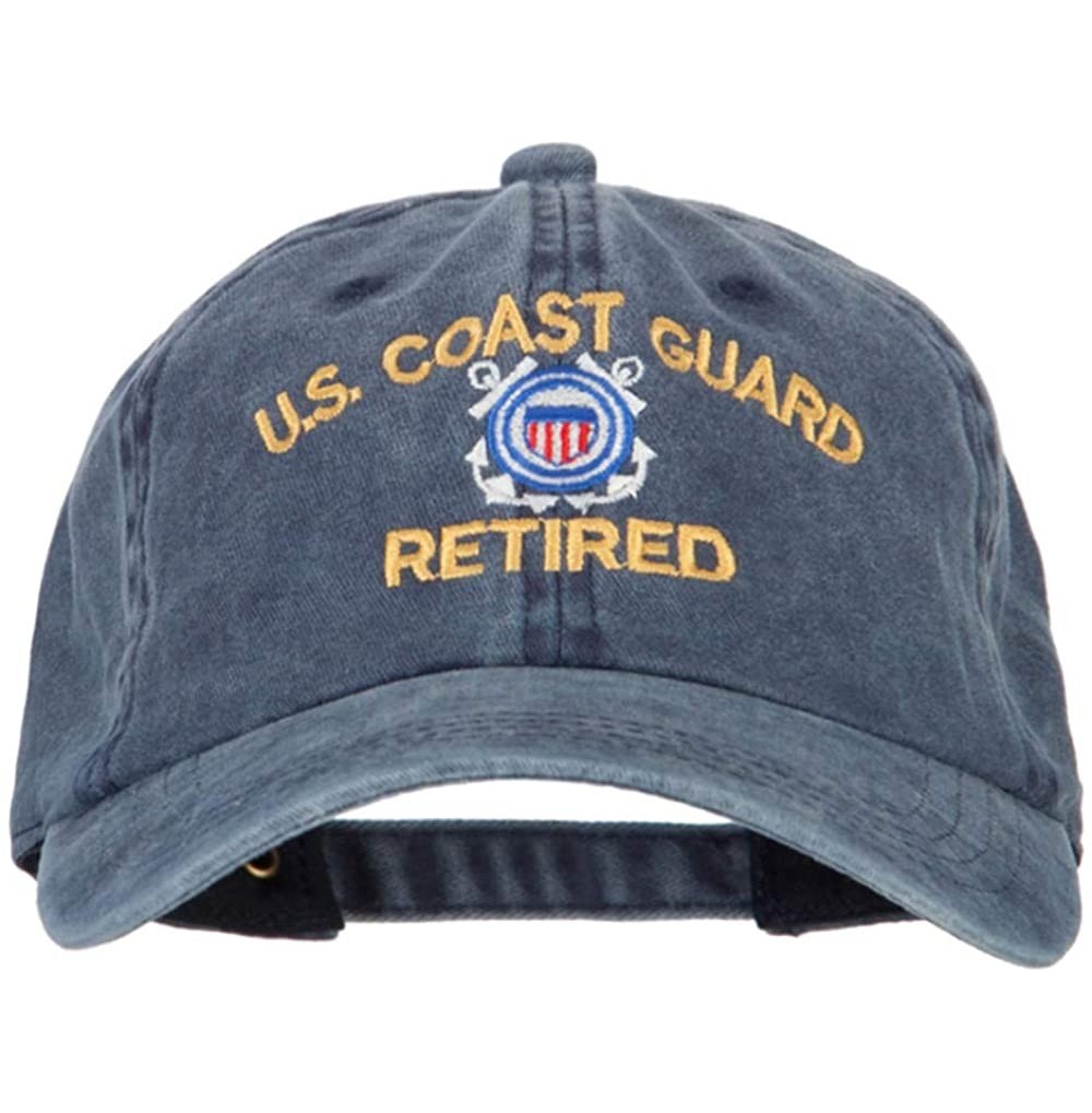 Baseball Caps US Coast Guard Retired Embroidered Washed Cotton Twill Cap - Navy - CS18QWAA9MC