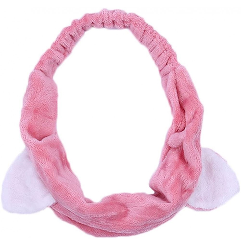 Headbands Cute Cat Ears Stretchy Elastic Wash Headbands Headscarf Cute Hair Band Accessories for Girls - Dark Pink - CE18HTWHH6R