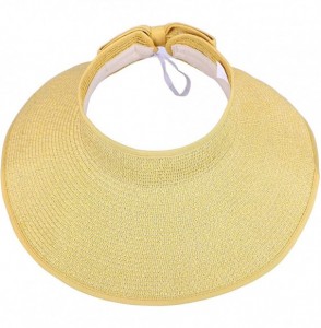 Sun Hats Womens UV Protective Floppy Sun Hat Wide Brim Beach Packable Straw Visor - Beige - CR1803WMLGX