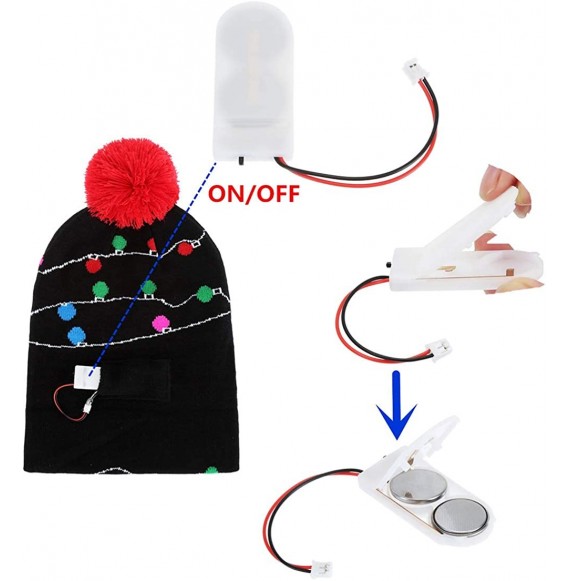 Skullies & Beanies Novelty LED Light Up Christmas Hat Knitted Ugly Sweater Holiday Xmas Beanie Colorful Funny Hat Gift - CB18...