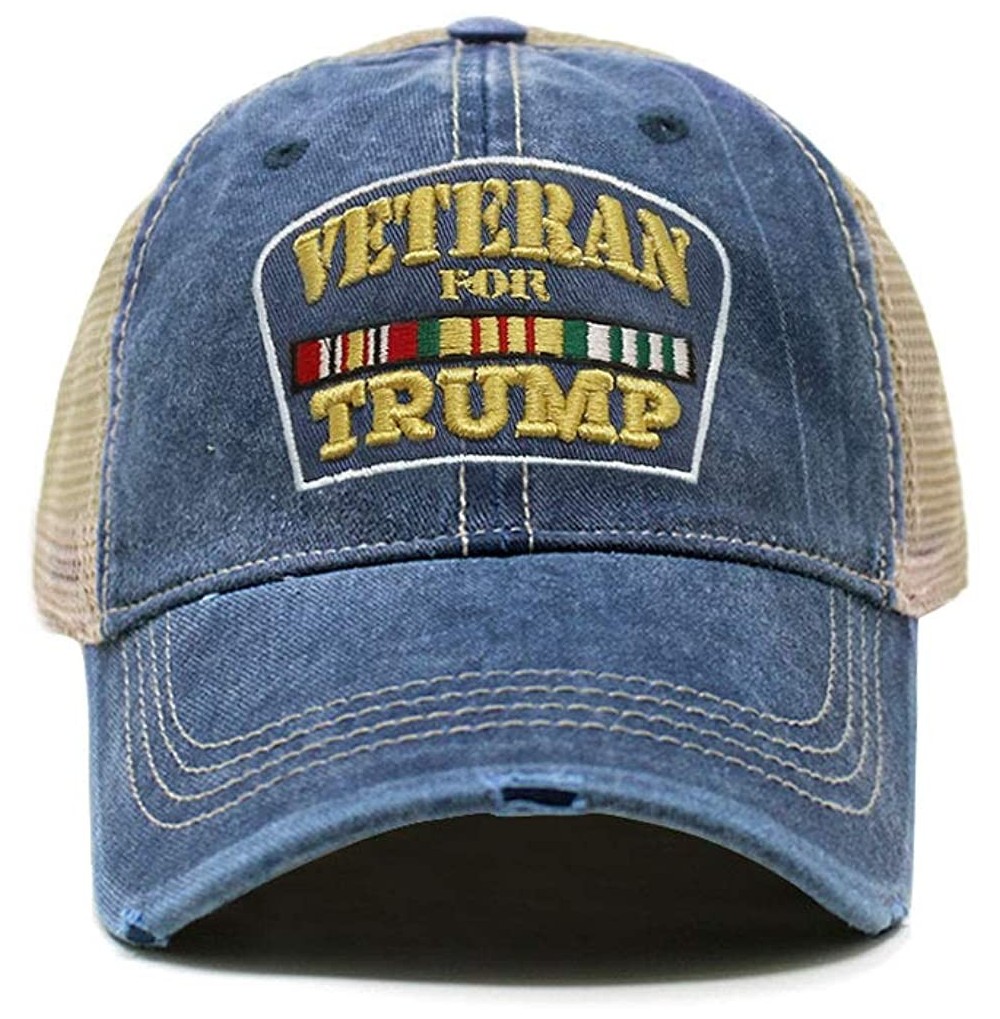 Baseball Caps Veterans for Trump Dad Hat Vintage Trucker Cap Handwashed Cotton Baseball Cap TC101 TC102 - Tc102 Navy - CU18OZ...