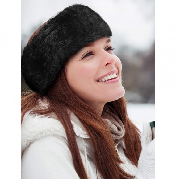 Cold Weather Headbands 2 Pieces Faux Fur Headbands Winter Ear Warmers Earmuffs Warm Elastic Hairbands Head Wraps for Outdoor ...