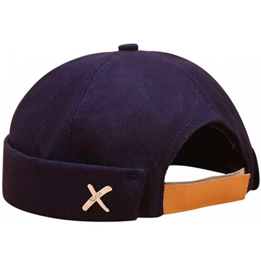 Bucket Hats Fashion Docker Leon Harbour Mechanic Hat Watch Cap Breathable Retro Brimless Beanie Hat Unisex - Navy - CR18U09Q96E