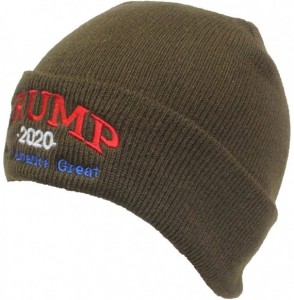 Skullies & Beanies Adult USA Made Embroidered Trump 2020 Keep America Great Beanie - Olive - C918A9C3X3L