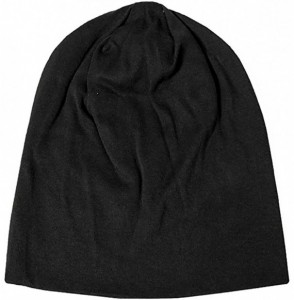 Skullies & Beanies Unisex Baggy Lightweight Hip-Hop Soft Cotton Slouchy Stretch Beanie Hat - Y Black 2 Pack - CO184ACWCH9