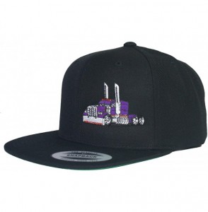Baseball Caps Trucker Truck Hat Big Rig Cap Flat Bill Snapback - Black/Purple - C118UK4YMHU