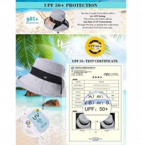Sun Hats Womens 100% Cotton Bucket Sun Hat UPF 50 Chin Strap Adjustable Packable Wide Brim - Black99002 - CG18NA5G9HQ
