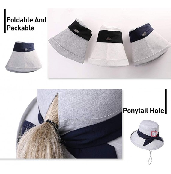 Sun Hats Womens 100% Cotton Bucket Sun Hat UPF 50 Chin Strap Adjustable Packable Wide Brim - Black99002 - CG18NA5G9HQ