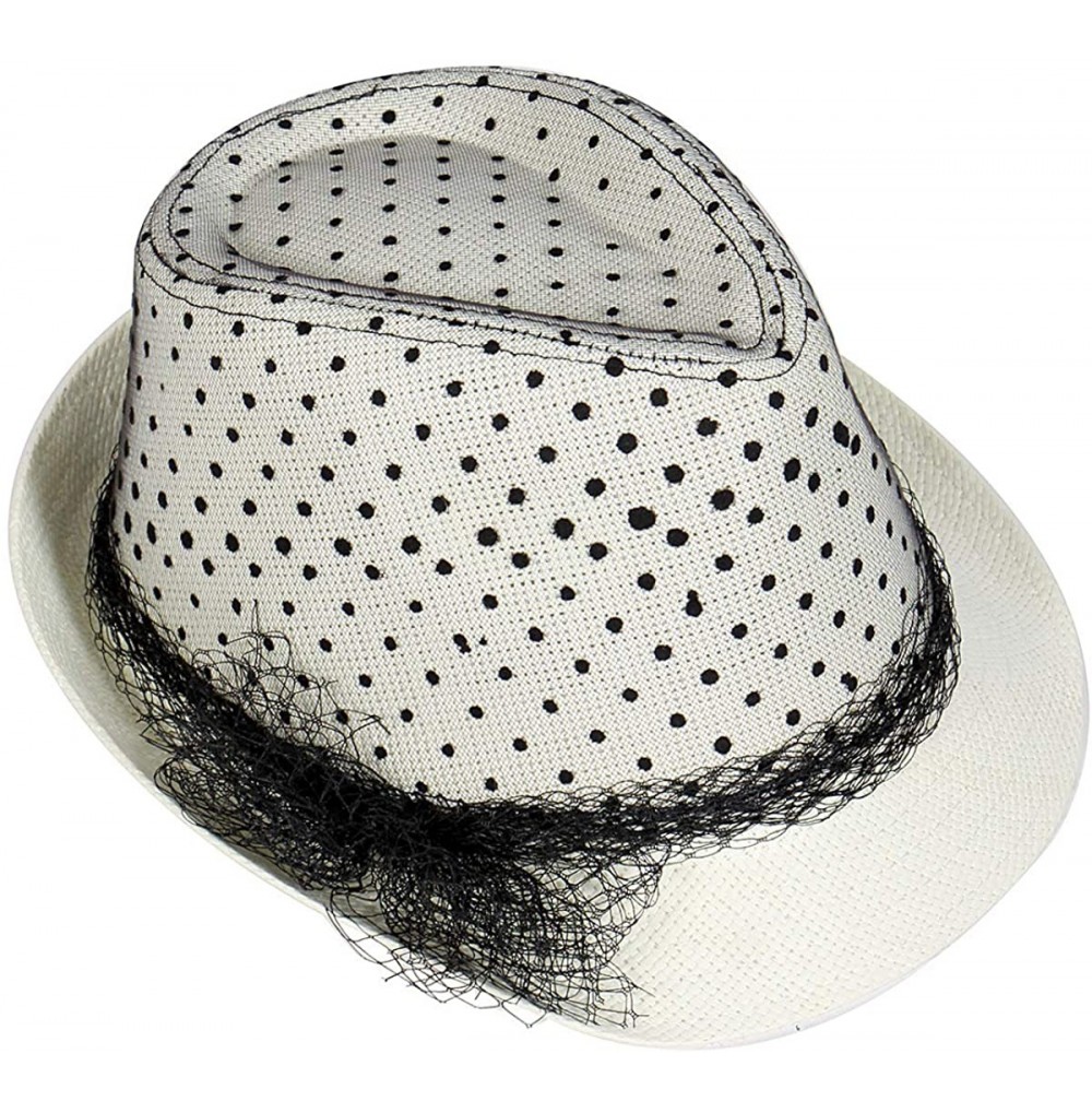Bucket Hats Straw Bucket Fedora Beach Sun Hats for Women- Sun Protection Panama- Unisex - Lace Ivory - CE18ER5IKI5