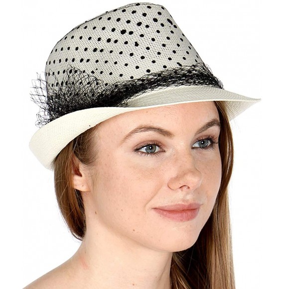Bucket Hats Straw Bucket Fedora Beach Sun Hats for Women- Sun Protection Panama- Unisex - Lace Ivory - CE18ER5IKI5