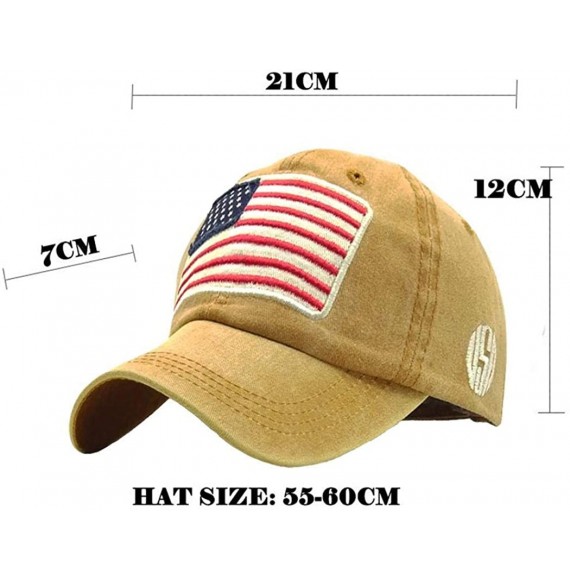Baseball Caps Unisex Baseball Caps-Flag Embroidery Washed Cotton Hat for Women Men-55-60cm - Coffee - CQ18Y7DHKWM
