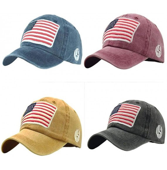 Baseball Caps Unisex Baseball Caps-Flag Embroidery Washed Cotton Hat for Women Men-55-60cm - Coffee - CQ18Y7DHKWM