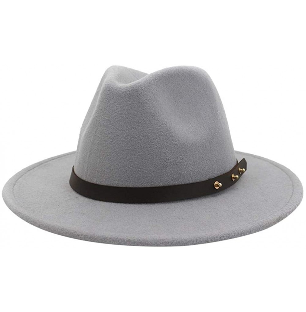 Fedoras Mens Western Cowboy Hat Faux Felt Wide Brim Fedora Hat - B Light Gray - CI193W7UL0X