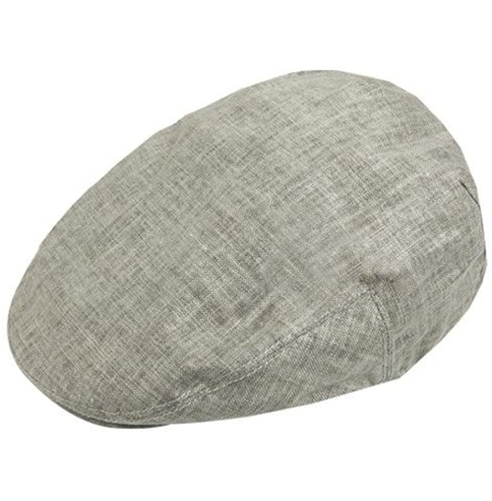 Newsboy Caps Men's Fitted 100% Linen Newsboy Ivy Flat Snap Cap hat - Grey/Gray - CX11LCZJFGT