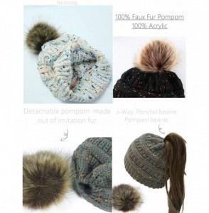 Skullies & Beanies Women's Beanie Faux Fur Pompom Winter Beanie Pom Pom Confetti Cable Knit Ribbed Hat Cap - CL18A9C2NSH