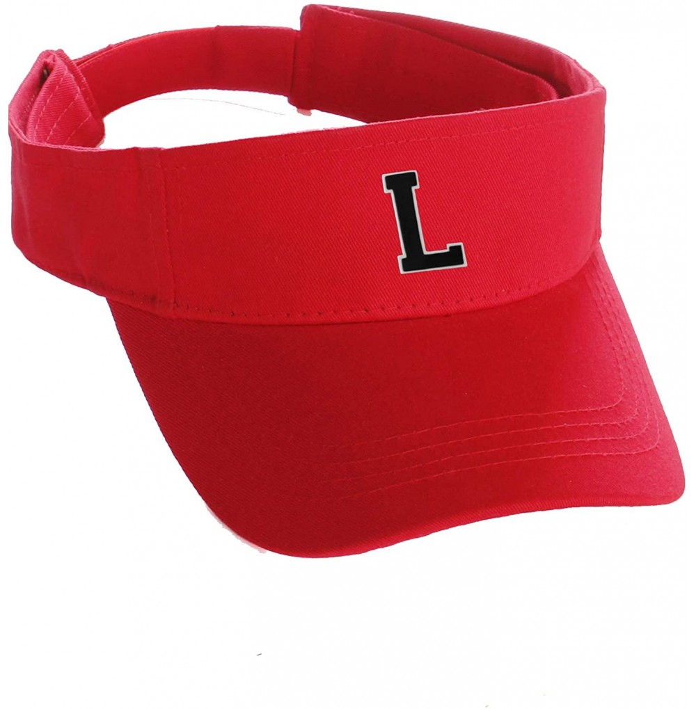 Baseball Caps Custom Sport Sun Visor Hat A to Z Initial Team Letters- Red Visor White Black - Letter L - C318GRADXHT