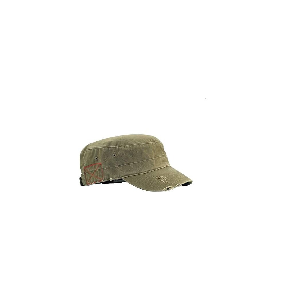 Newsboy Caps Washed Cotton Army Cap - Camo Hat - Unisex Hat - Olive - C918S3GDZGE