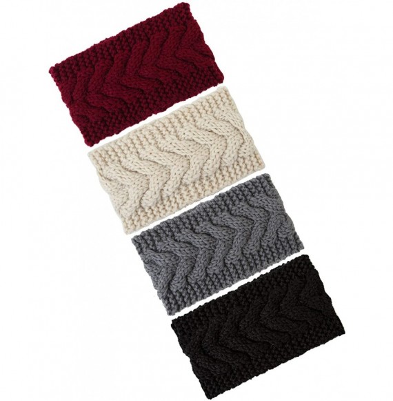 Cold Weather Headbands Cable Knit Headbands Crochet Head Band Braided Winter Warmer Ear Head Wraps for Women Girls - C818N9IUG2M