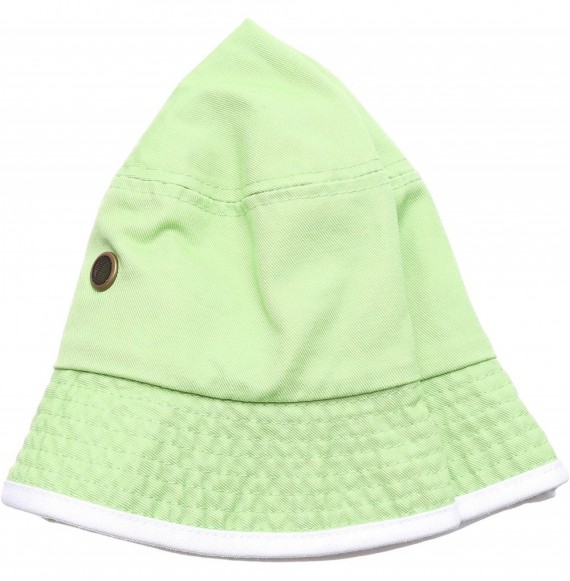 Bucket Hats Summer Adventure Foldable 100% Cotton Stone-Washed Bucket hat with Trim. - Lime-white - CT182364UX0