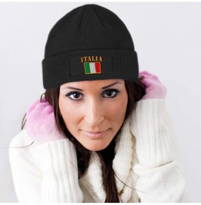 Skullies & Beanies Patch Beanie for Men & Women Italia Flag Embroidery Skull Cap Hats 1 Size - Olive Green - C918ZOS2ZC7