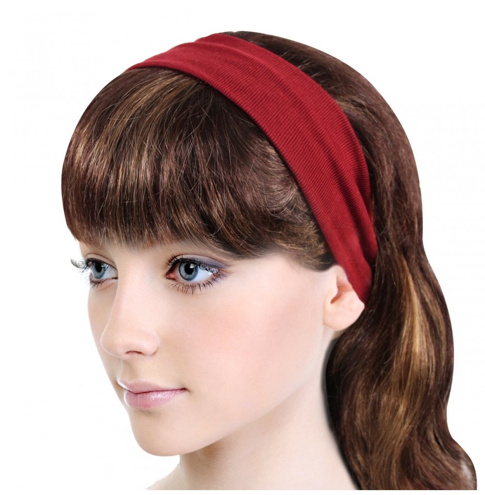 Headbands Simple Solid Color Stretch Headband - Red (1 Pc) - 1 Pcs - Red - CM11DFFIBFP