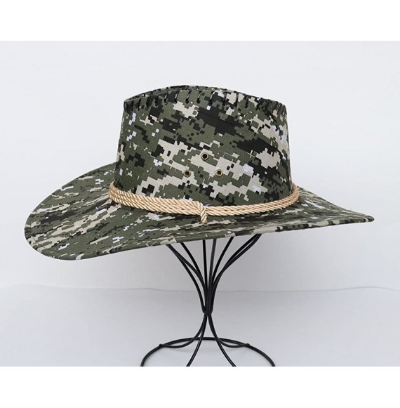 Cowboy Hats Unisex Adult Camouflage Sun Outdoor Cowboy Hat - Deep Green - CT182OWOGIS