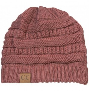 Skullies & Beanies Thick Knit Soft Stretch Beanie Cap - Indie Pink - CX11PKNG0UX